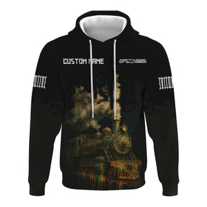 Railspirit Personalized Norfolk Southern Railway Hoodie Vintage Train Art Style Zip Up Hoodie For Locomotive Fans