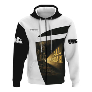 Railspirit Personalized Norfolk Southern Railway Hoodie All Aboard Steam Train Movie Projector Style Zip Up Hoodie