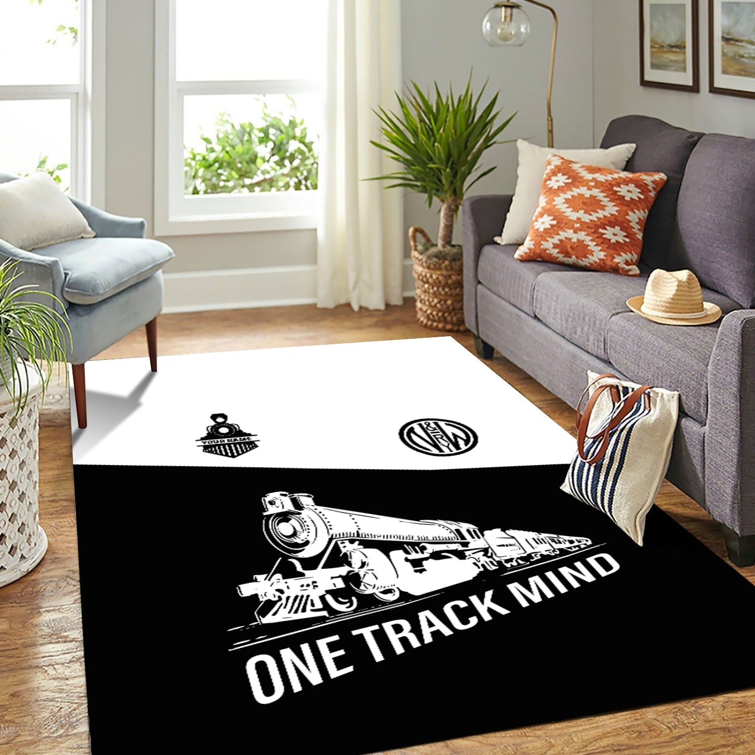 Railspirit Personalized Norfolk and Western Railway Area Rug One Track Mind N&W Train Rug Gift Idea For Train Lover
