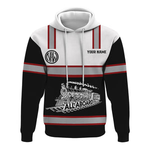 Railspirit Custom Name Norfolk and Western Railway Hoodie Eat Train Sleep Repeat N&W Printed Train Zip Hoodie