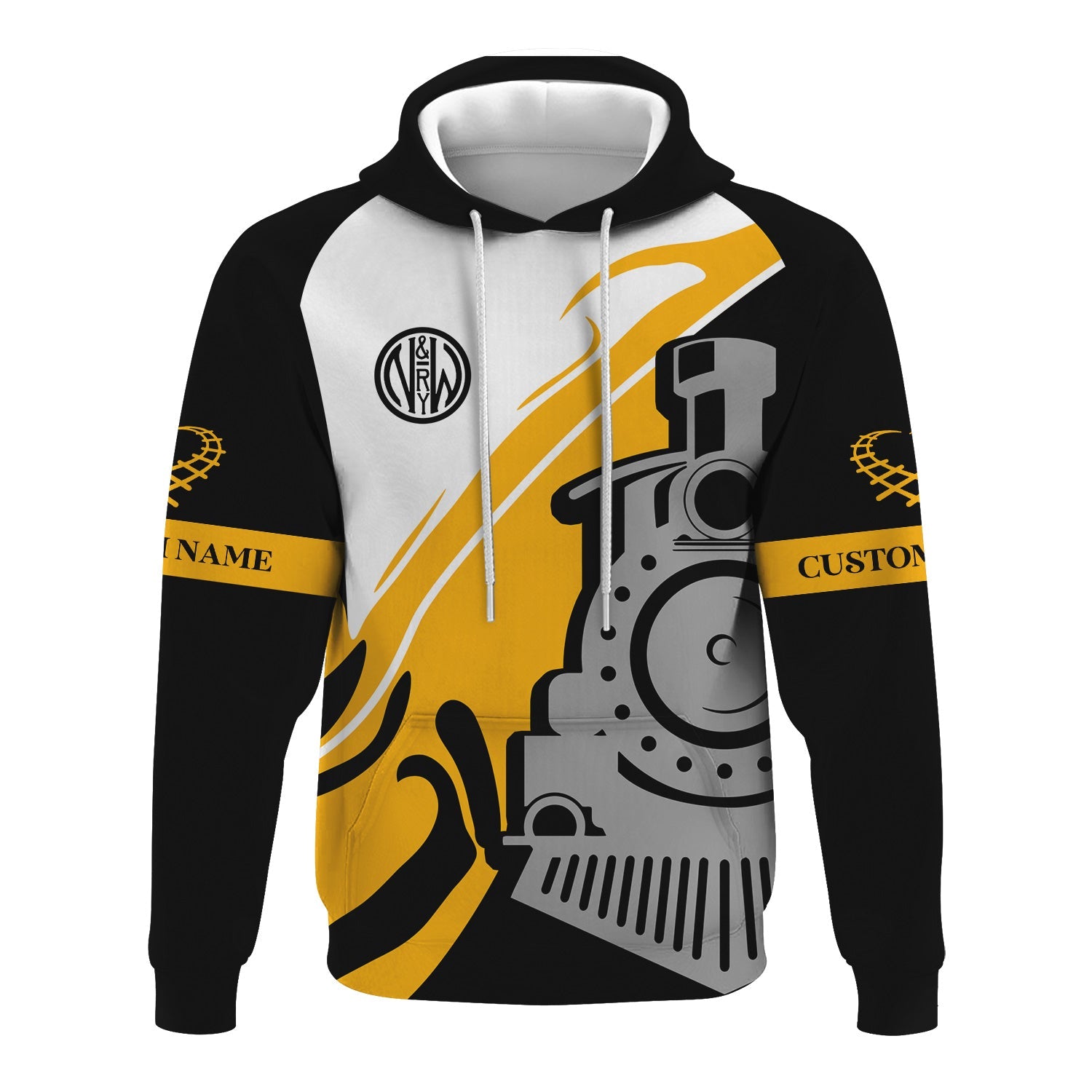 Railspirit Personalized Norfolk and Western Railway Hoodie Flame-Inspired Style N&W Zip Up Hoodie Gift Idea For Train Lovers