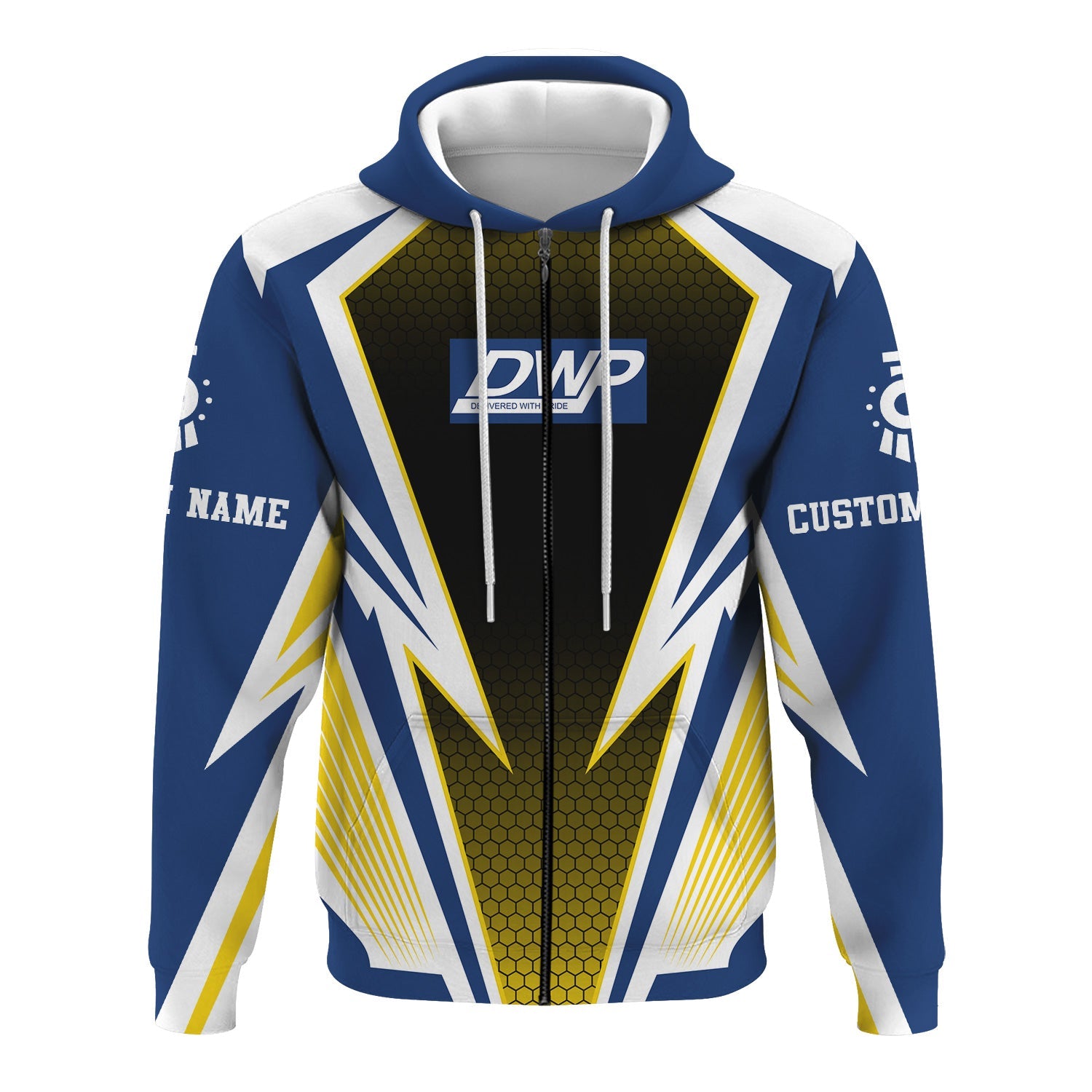 Railspirit Personalized Duluth, Winnipeg and Pacific Railway Hoodie Lightning Graphic Style Zip Up Hoodie Gift Idea For Train Lover