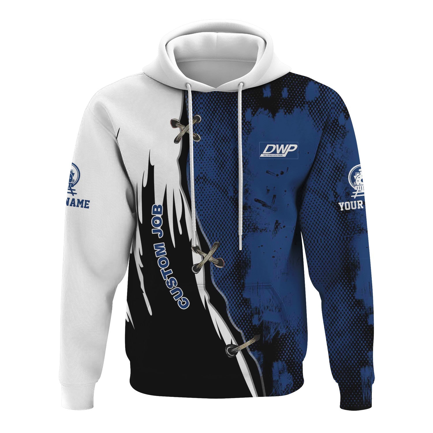 Railspirit Personalized Duluth, Winnipeg and Pacific Railway Hoodie Retro Stitches Design with Custom Position Train Zip Up Hoodie