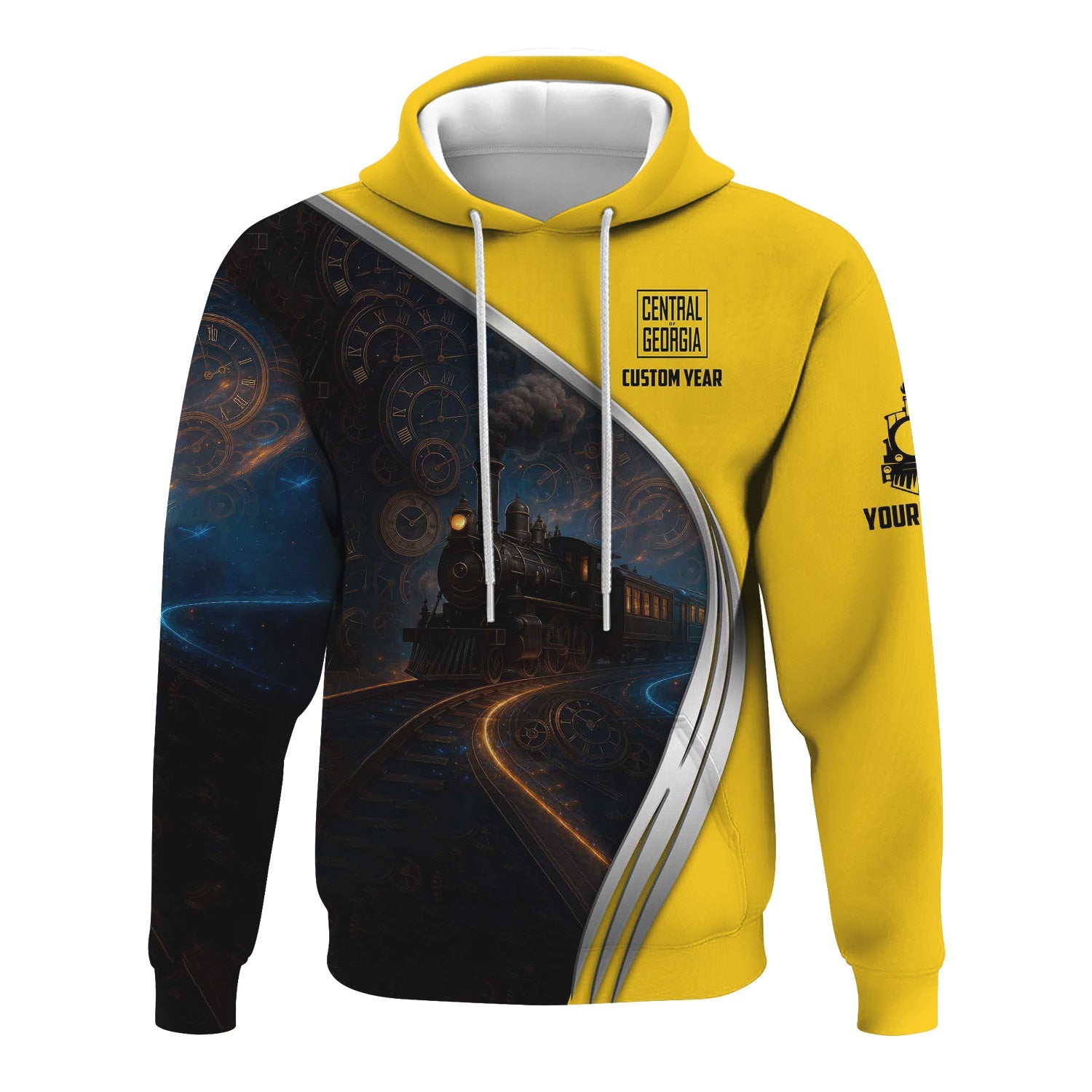 Railspirit Personalized Central of Georgia Railway Hoodie Steampunk Locomotive with Custom Year Train Zip Up Hoodie