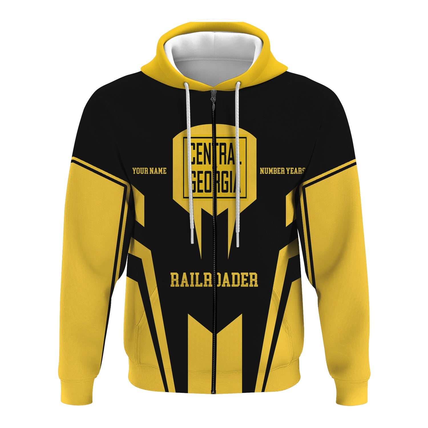 Railspirit Personalized Central of Georgia Railway Hoodie Custom Year Railroader Zip Up Hoodie Gift Idea For Train Lover