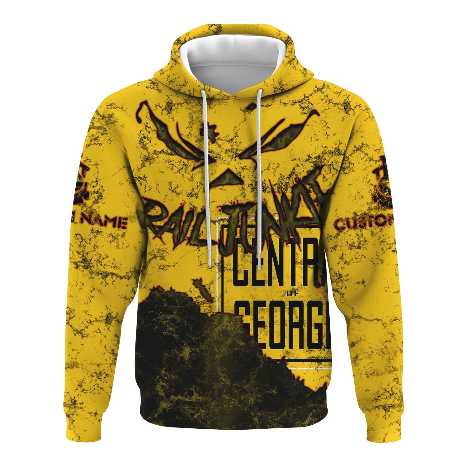 Railspirit Personalized Central of Georgia Railway Hoodie Torn Graphic Style Train Zip Up Hoodie For Rail Junkie