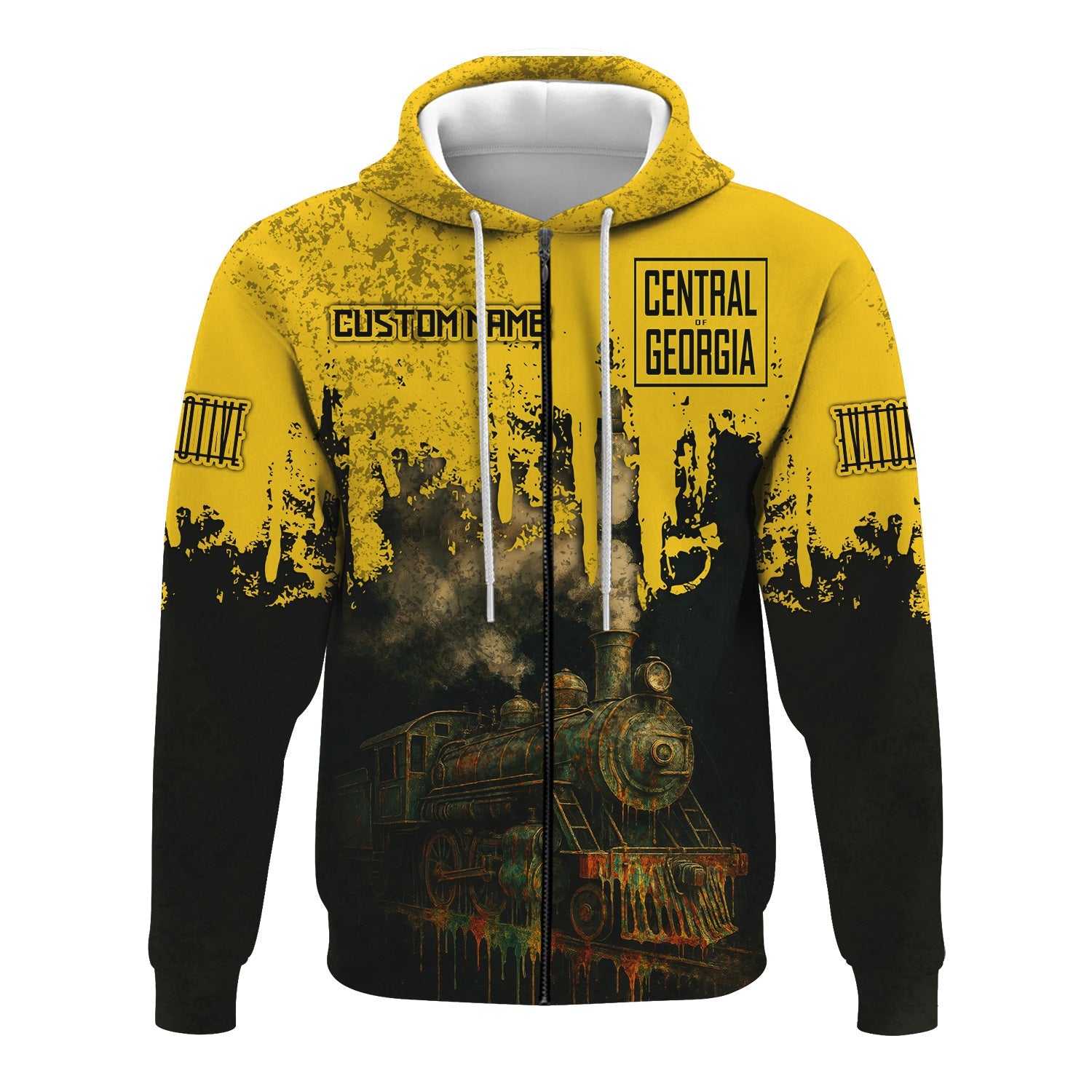 Railspirit Personalized Central of Georgia Railway Hoodie Vintage Train Art Style Zip Up Hoodie For Locomotive Fans