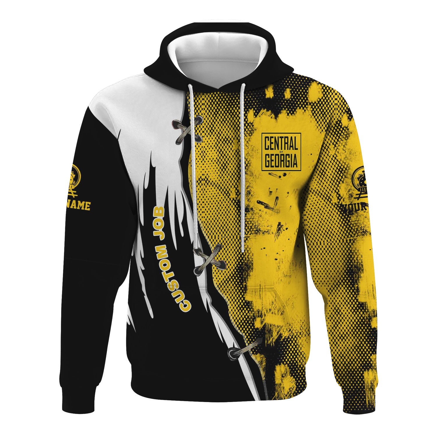 Railspirit Personalized Central of Georgia Railway Hoodie Retro Stitches Design with Custom Position Train Zip Up Hoodie