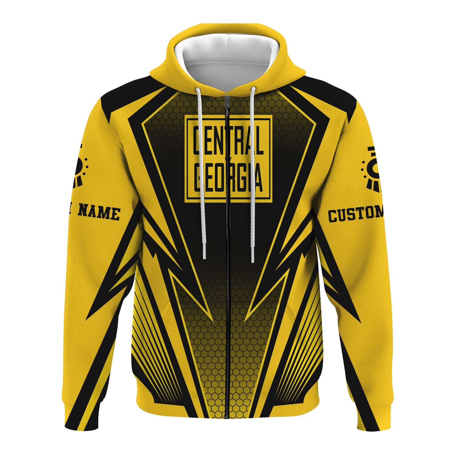 Railspirit Personalized Central of Georgia Railway Hoodie Lightning Graphic Style Zip Up Hoodie Gift Idea For Train Lover