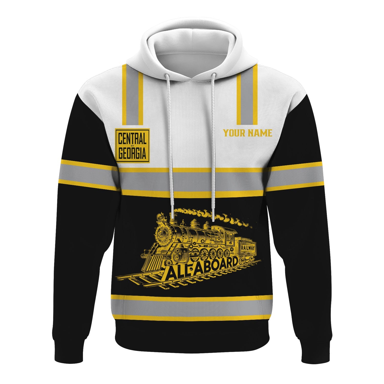 Railspirit Custom Name Central of Georgia Railway Hoodie Eat Train Sleep Repeat Printed Train Zip Hoodie