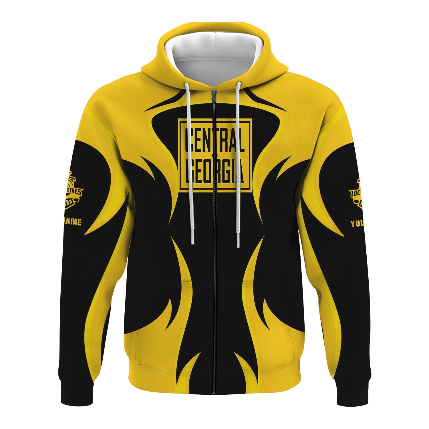 Railspirit Personalized Central of Georgia Railway Hoodie Distinctive Flame Style Zip Up Hoodie For Steam Engine Addict