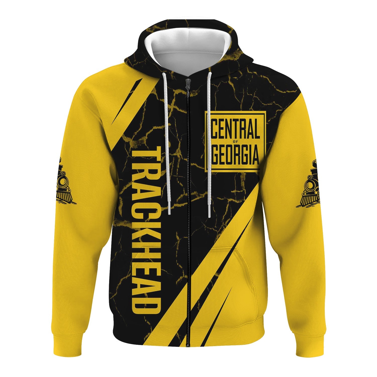 Railspirit Personalized Central of Georgia Railway Hoodie Crackle Texture Style Train Zip Up Hoodie For Trackhead