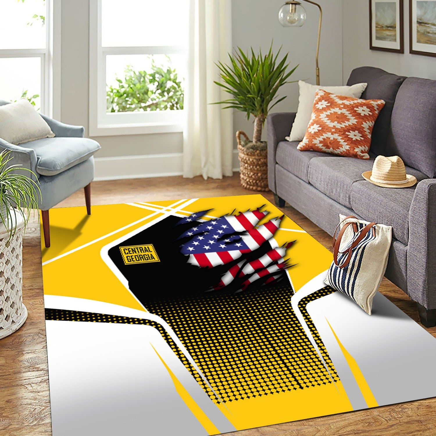 Railspirit Personalized Central of Georgia Railway Area Rug American Eagle Vintage Train Rug