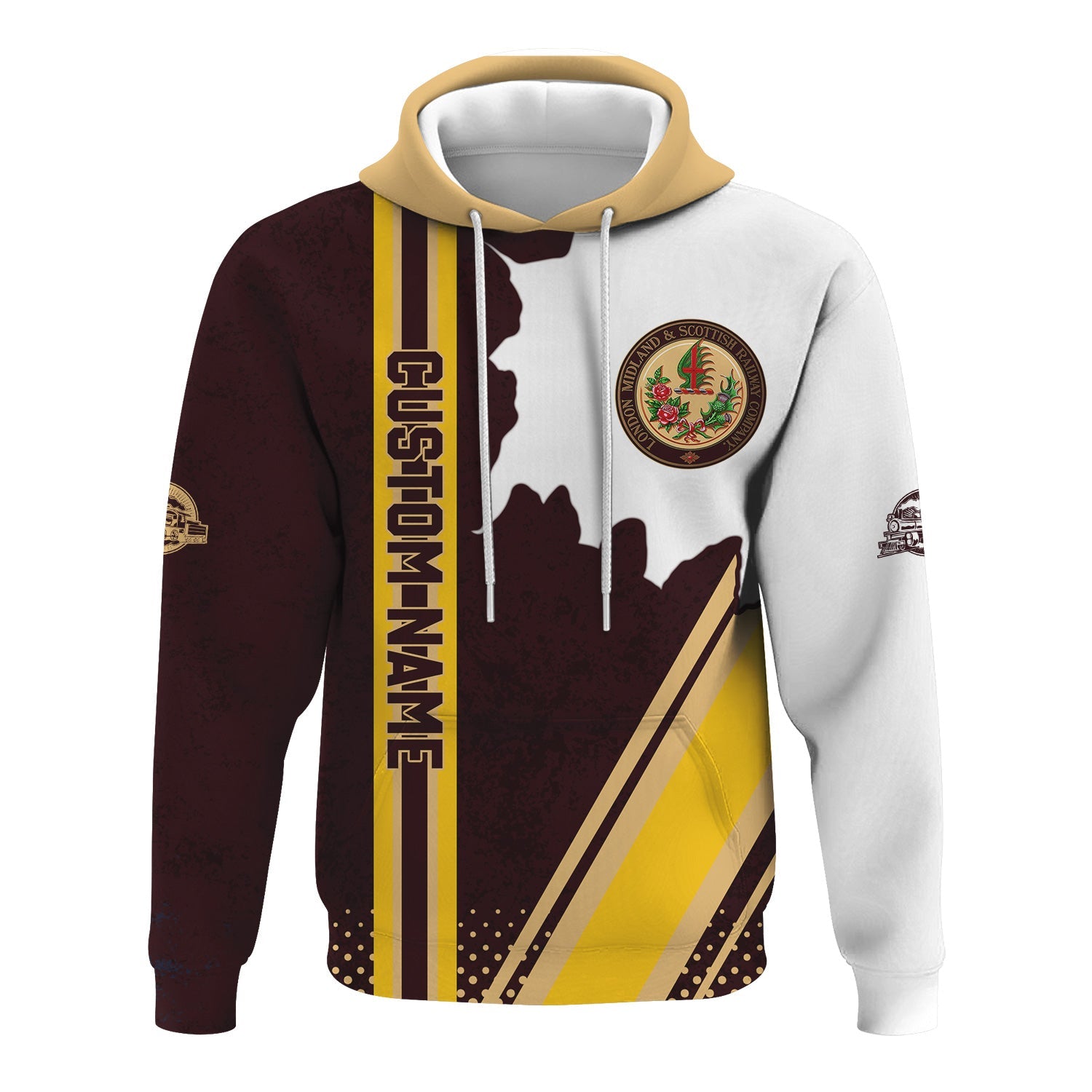 Railspirit Personalized London, Midland and Scottish Railway Hoodie All Over Printed Unisex Zip Up Hoodie