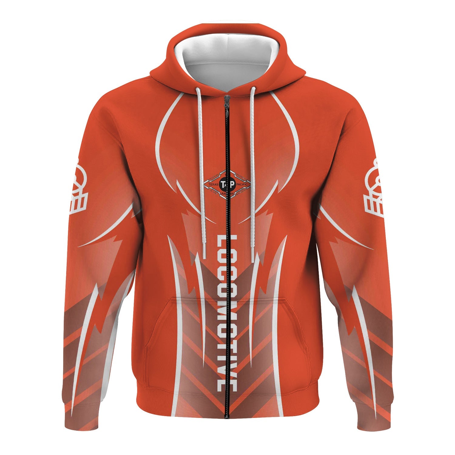 Railspirit Personalized Texas and Pacific Railway Hoodie Striking Line Style Train Zip Up Hoodie For Locomotive Lovers