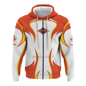 Railspirit Personalized Texas and Pacific Railway Hoodie Distinctive Flame Style Zip Up Hoodie For Steam Engine Addict