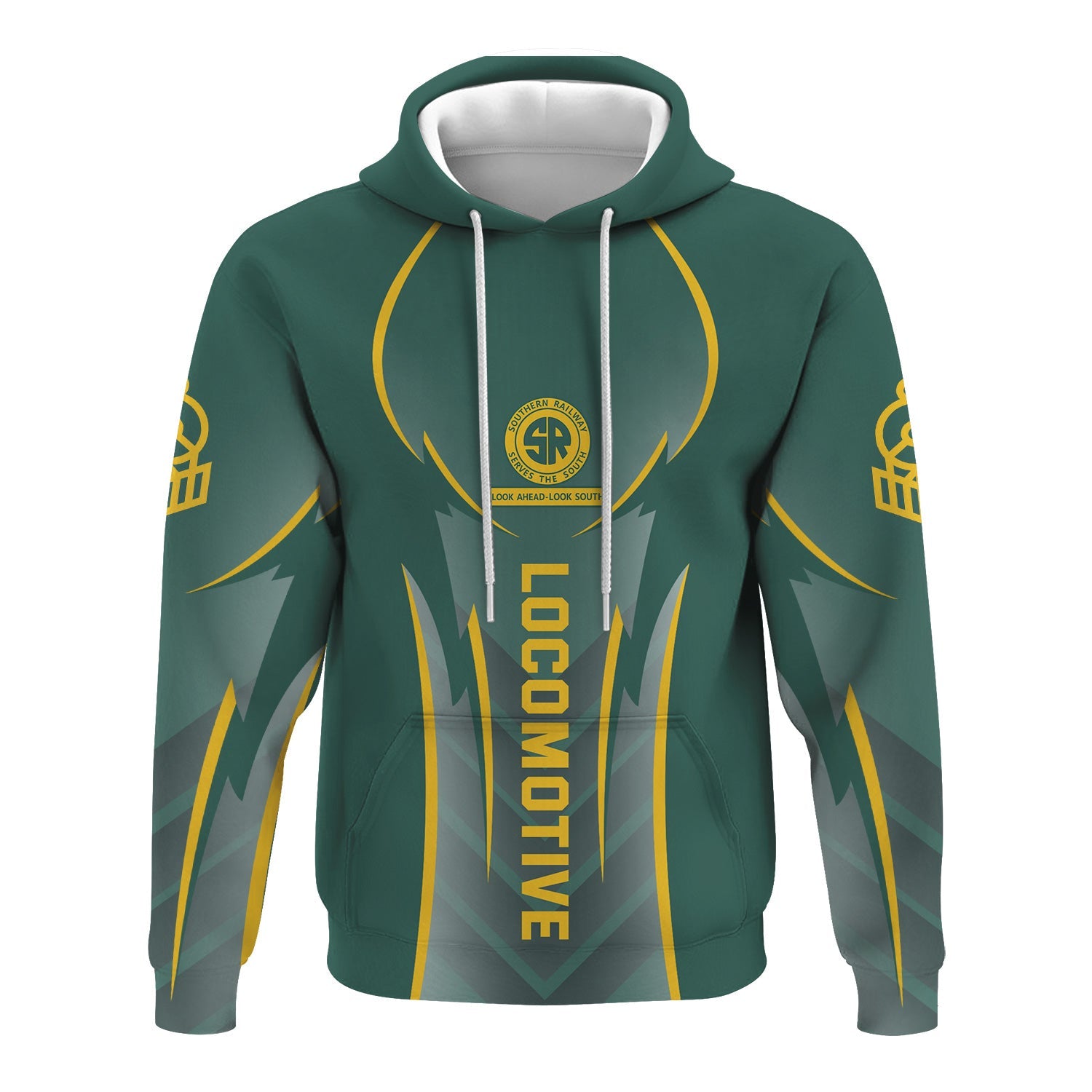 Railspirit Personalized Southern Railway U.S Hoodie Striking Line Style SOU Train Zip Up Hoodie For Locomotive Lovers