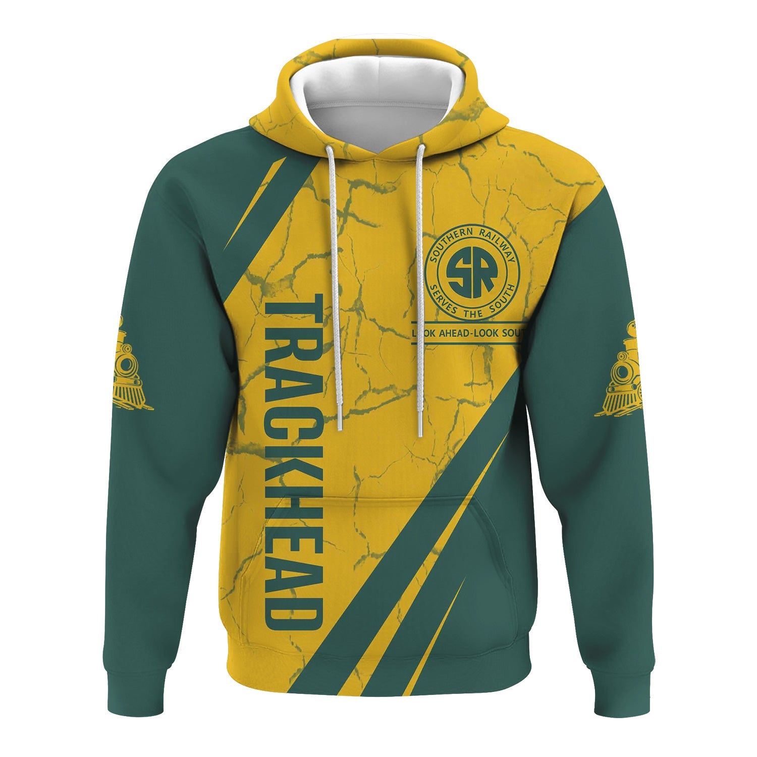Railspirit Personalized Southern Railway U.S Hoodie Crackle Texture Style SOU Train Zip Up Hoodie For Trackhead
