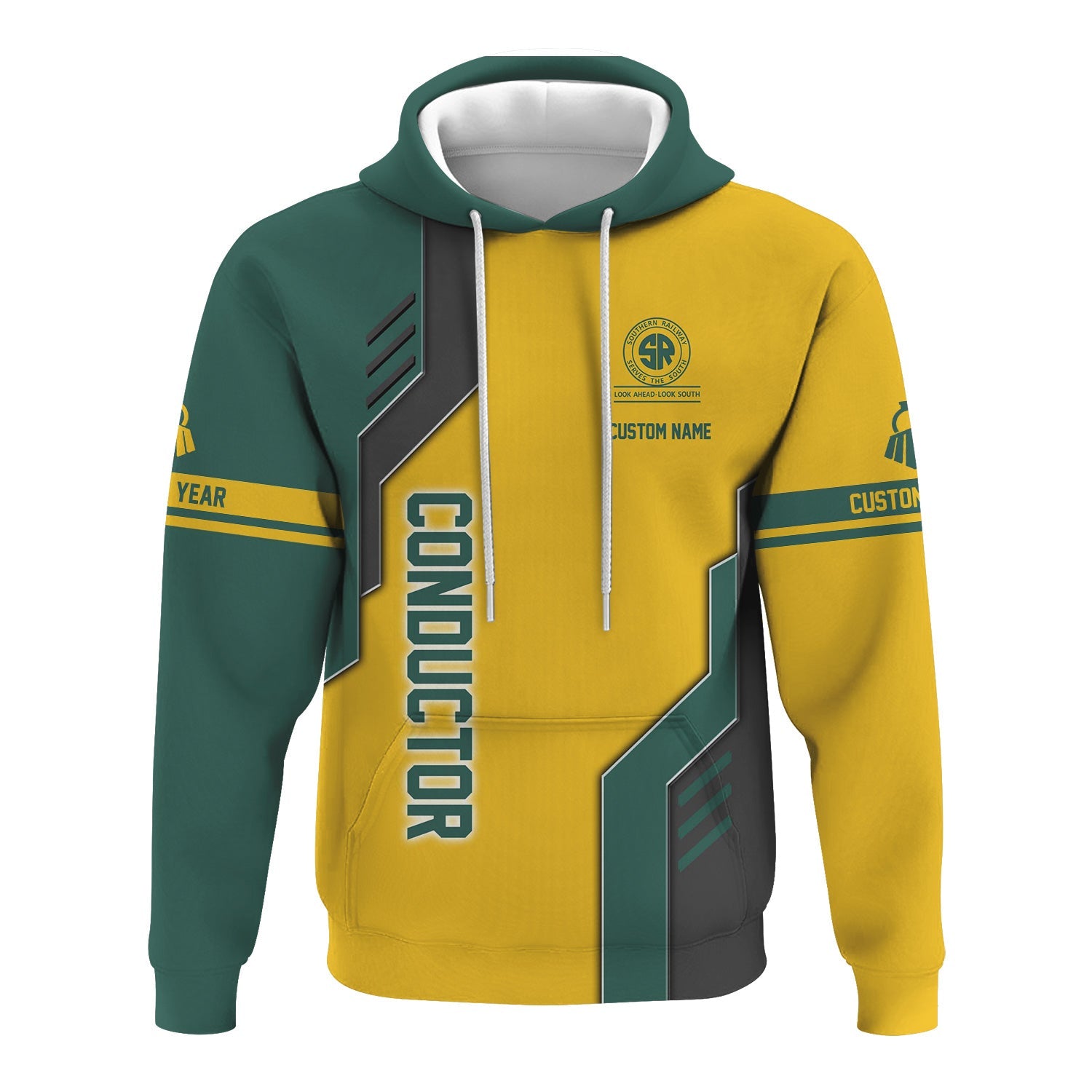 Railspirit Personalized Southern Railway U.S Hoodie Unique Railway Style with Custom Job SOU Train Zip Up Hoodie