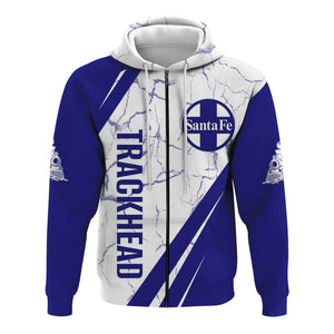 Railspirit Personalized Santa Fe Railway Hoodie Crackle Texture Style Atchison, Topeka and Santa Fe Railway Train Zip Up Hoodie For Trackhead