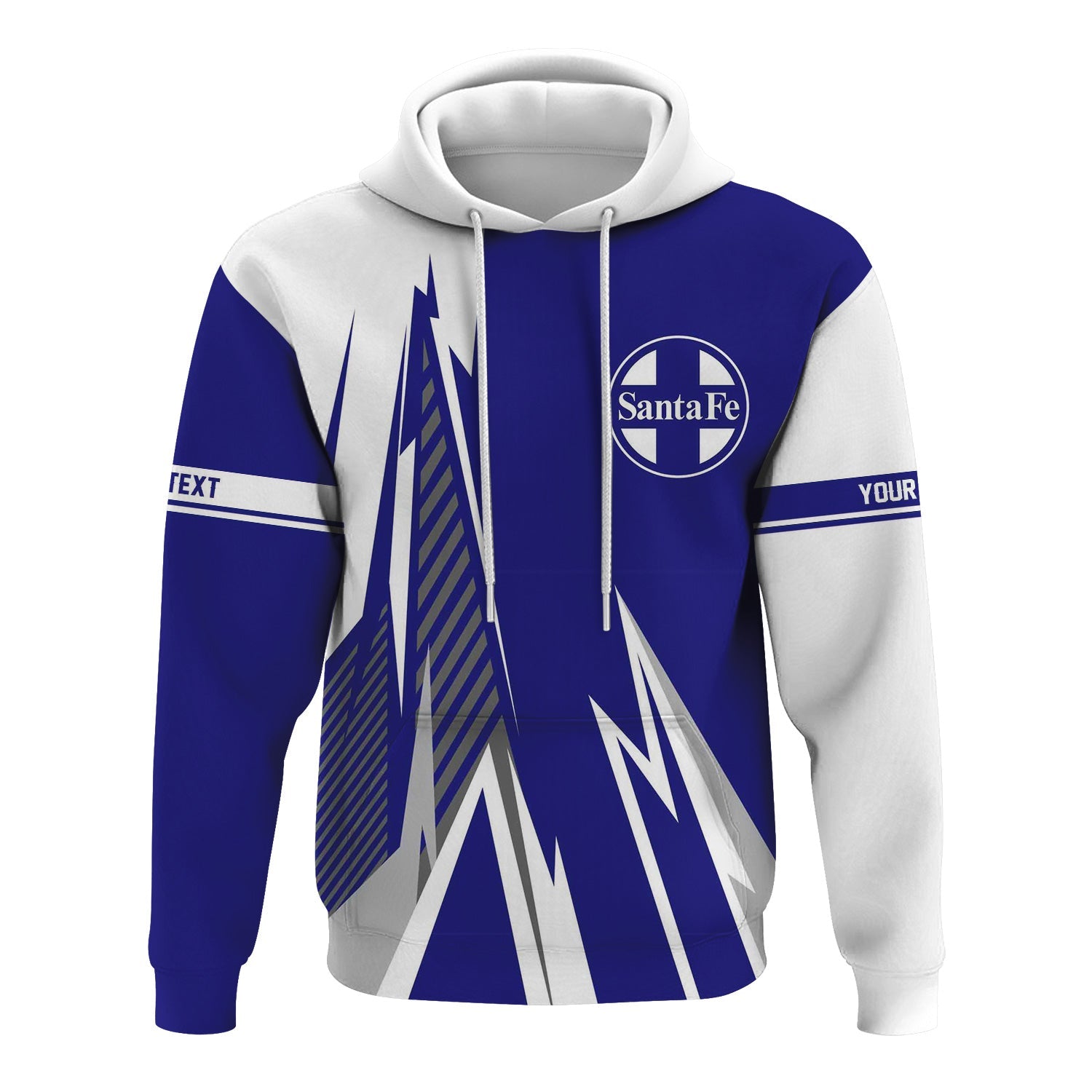 Railspirit Personalized Santa Fe ATSF Railway Hoodie Lightning-Inspired Railway Style Atchison, Topeka and Santa Fe Zip Up Hoodie For Train Lovers