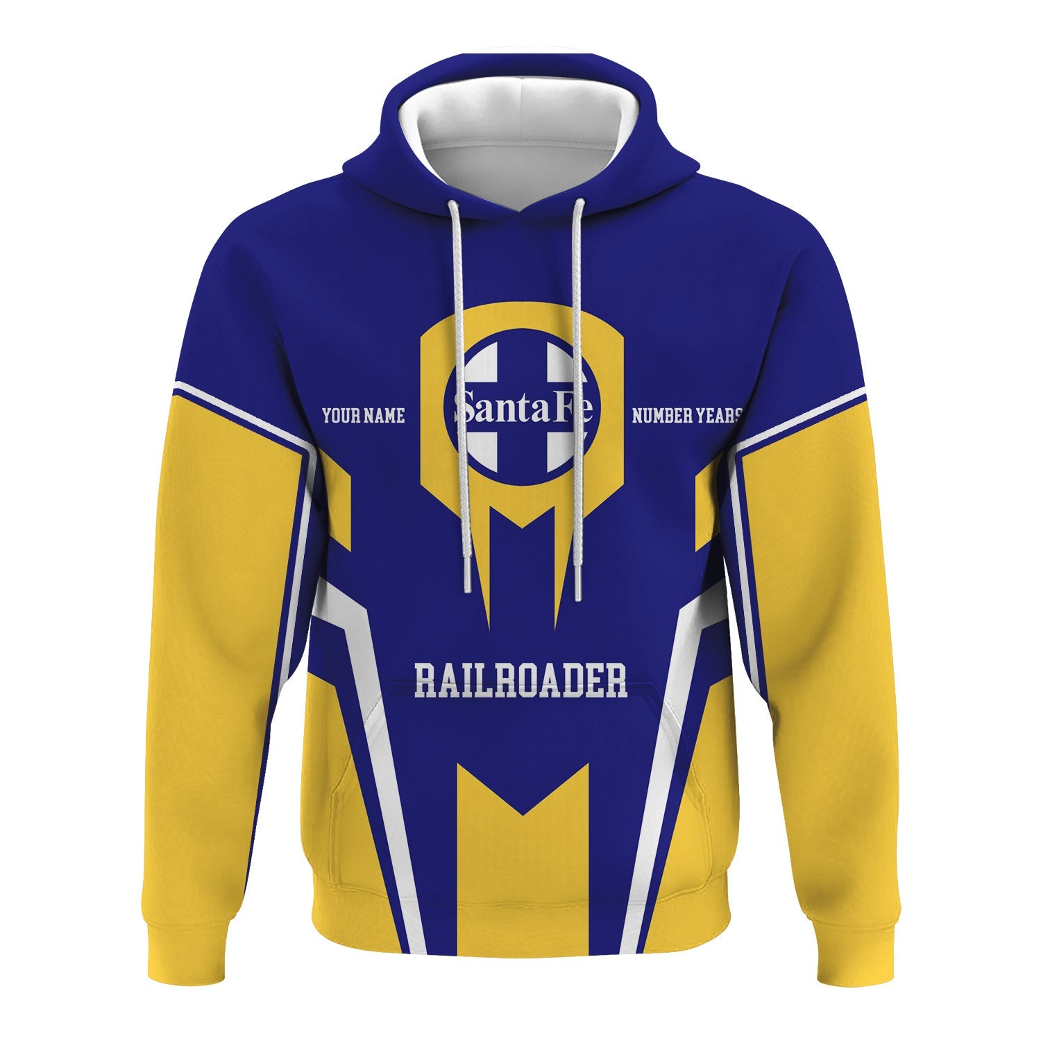 Railspirit Personalized Santa Fe Railway Hoodie Custom Year Railroader Atchison, Topeka and Santa Fe Railway Zip Up Hoodie
