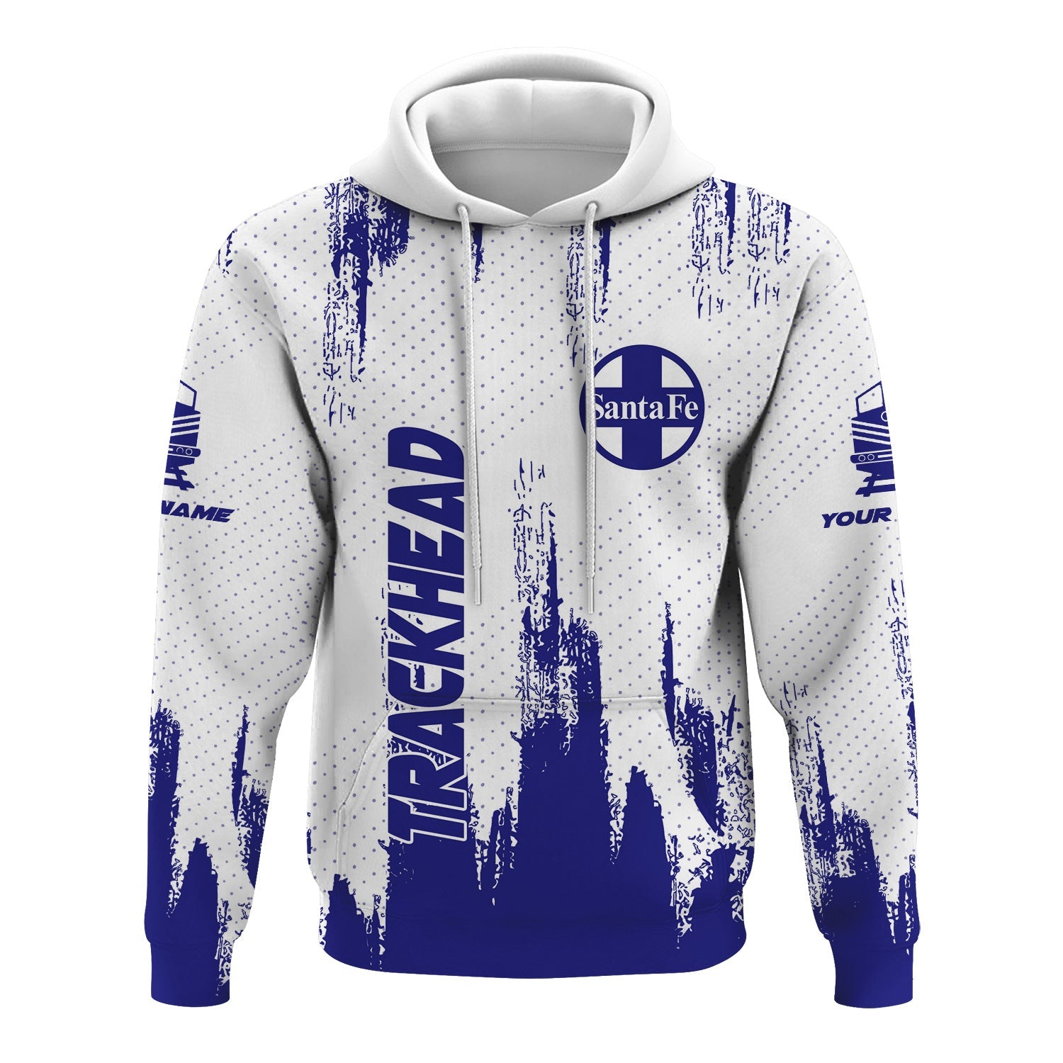 Railspirit Personalized Santa Fe ATSF Railway Hoodie Paint Impact Design Atchison, Topeka and Santa Fe Train Zip Up Hoodie for Trackhead