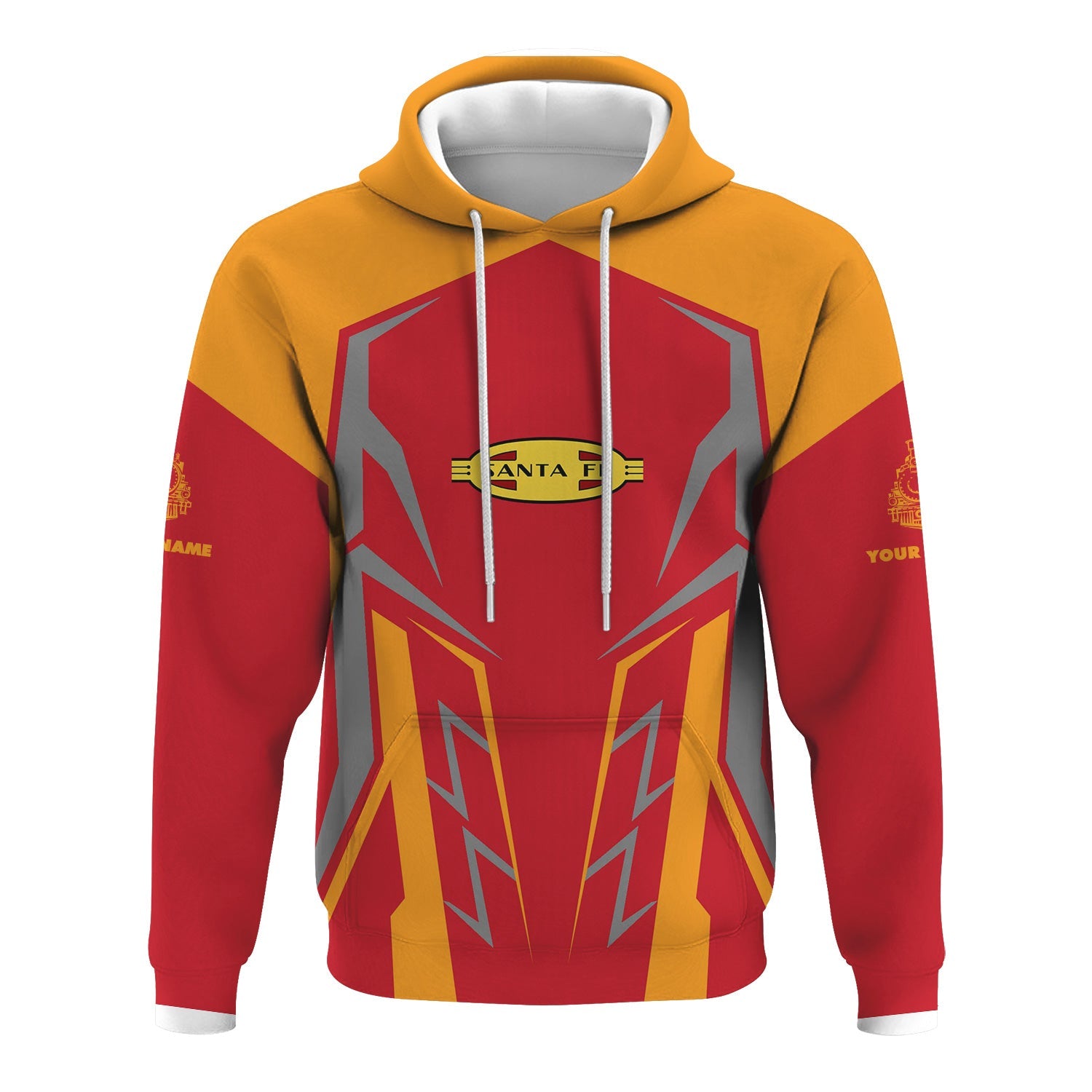 Railspirit Personalized Santa Fe ATSF Railway Hoodie Futuristic Design with Custom Job Atchison, Topeka and Santa Fe Train Zip Up Hoodie