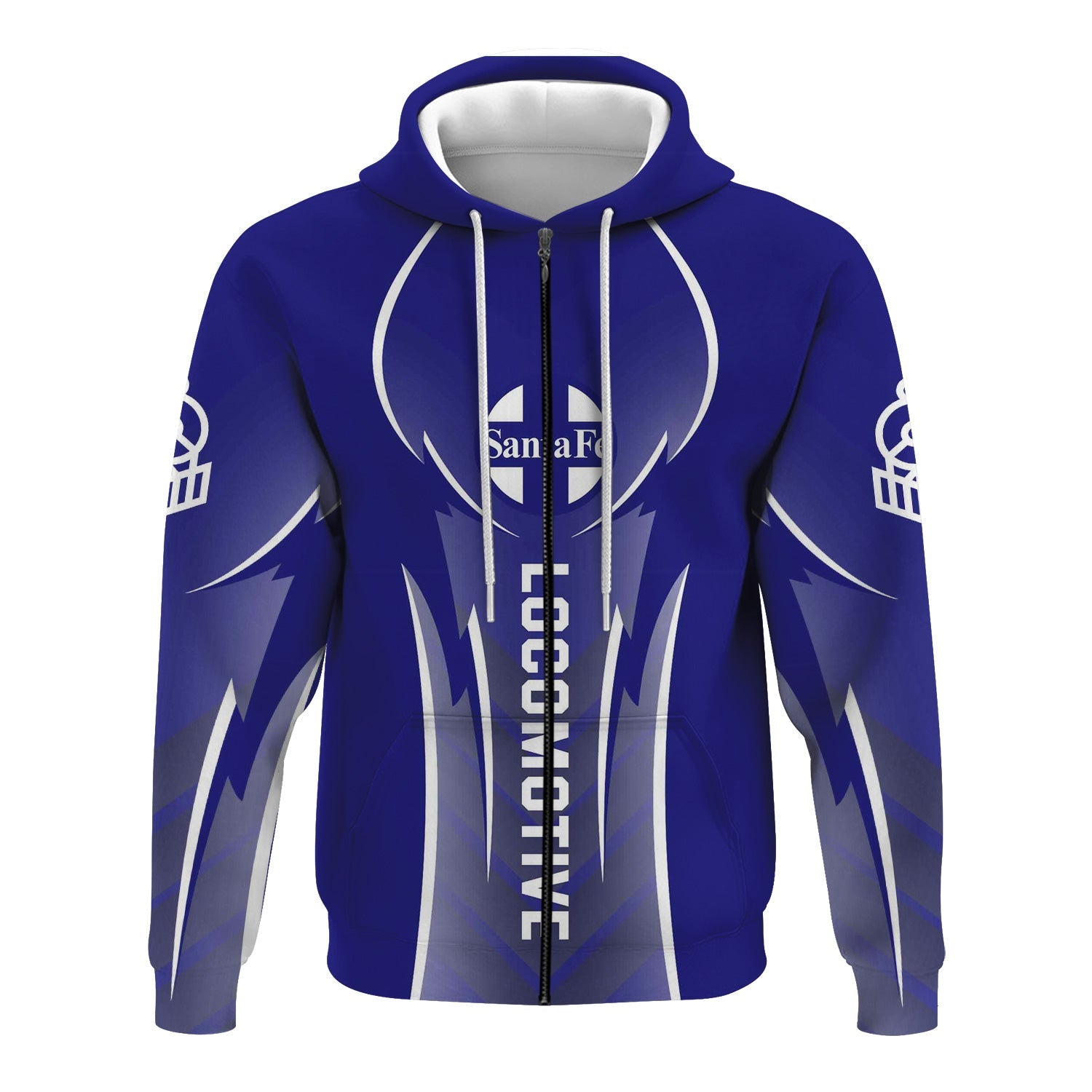 Railspirit Personalized Santa Fe ATSF Railway Hoodie Striking Line Style Atchison, Topeka and Santa Fe Train Zip Up Hoodie For Locomotive Lovers