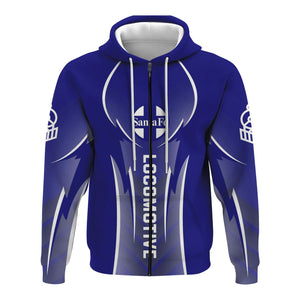 Railspirit Personalized Santa Fe ATSF Railway Hoodie Striking Line Style Atchison, Topeka and Santa Fe Train Zip Up Hoodie For Locomotive Lovers