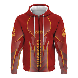 Railspirit Personalized Chicago South Shore and South Bend Railroad Hoodie Striking Line Style Train Zip Up Hoodie For Locomotive Lovers
