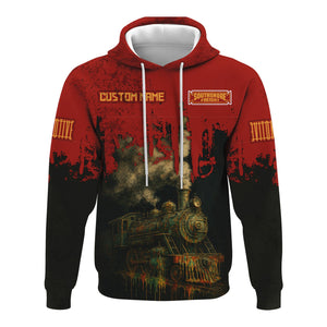 Railspirit Personalized Chicago South Shore and South Bend Railroad Hoodie Vintage Train Art Style Zip Up Hoodie For Locomotive Fans