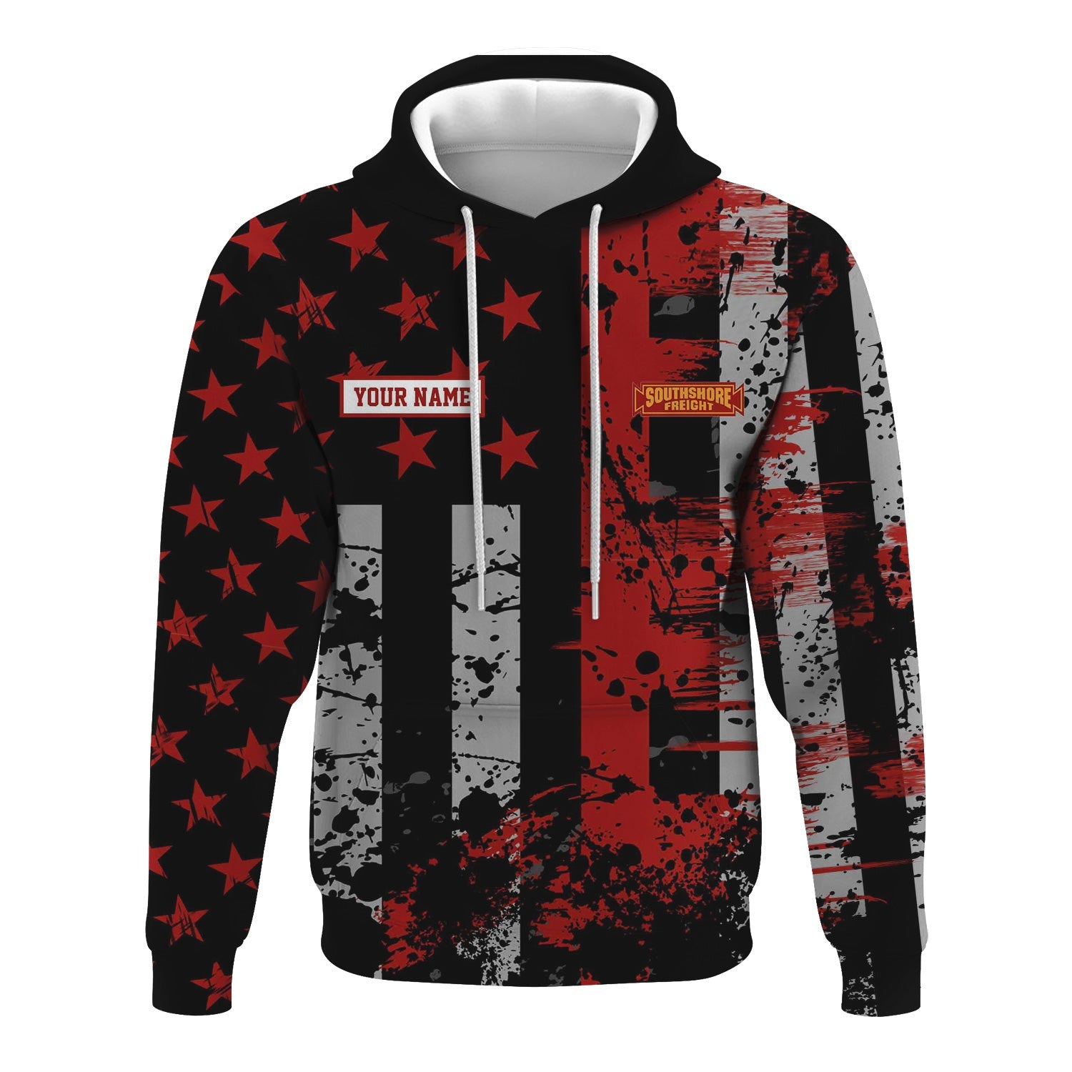 Railspirit Personalized Chicago South Shore and South Bend Railroad Hoodie Artistic Paint American Flag Style Train Zip Up Hoodie