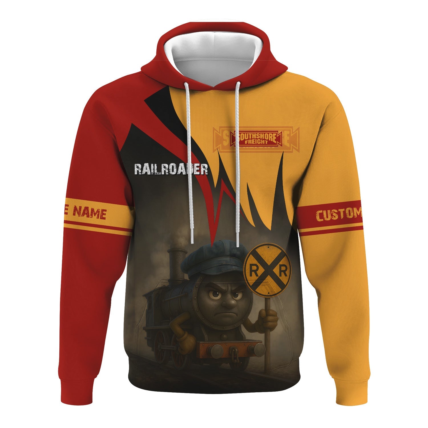 Railspirit Personalized Chicago South Shore and South Bend Railroad Hoodie Angry Train Hoodie Gift Idea For Train Lover