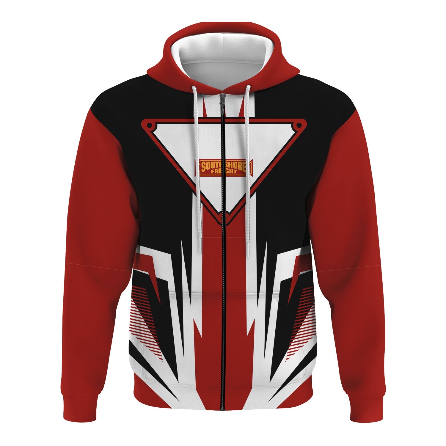 Railspirit Chicago South Shore and South Bend Railroad Hoodie Bold Graphic Style All Over Printed Zip Up Hoodie