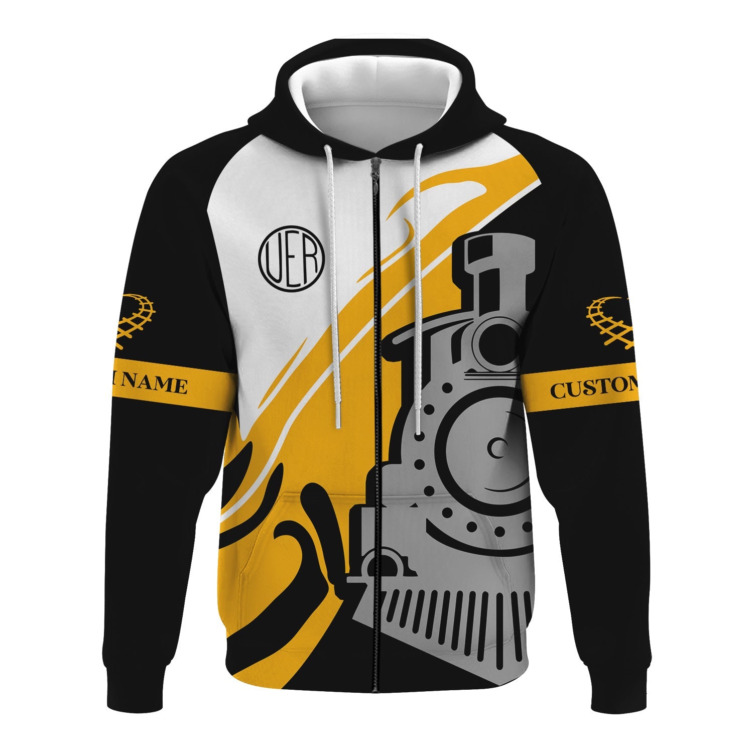 Railspirit Personalized Union Electric Railway Hoodie Flame-Inspired Style Zip Up Hoodie Gift Idea For Train Lovers