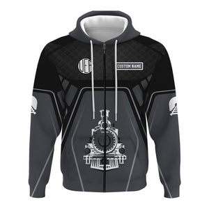 Railspirit Personalized Union Electric Railway Hoodie Steam Locomotive Engine Graphic Train Zip Up Hoodie All Over Print