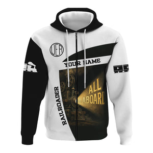 Railspirit Personalized Union Electric Railway Hoodie All Aboard Steam Train Movie Projector Style Zip Up Hoodie