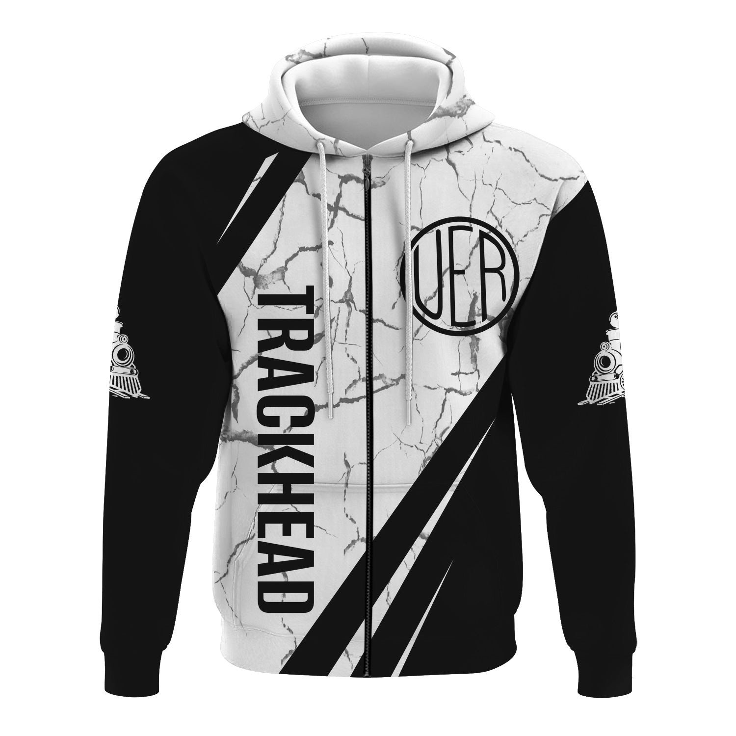 Railspirit Personalized Union Electric Railway Hoodie Crackle Texture Style Train Zip Up Hoodie For Trackhead