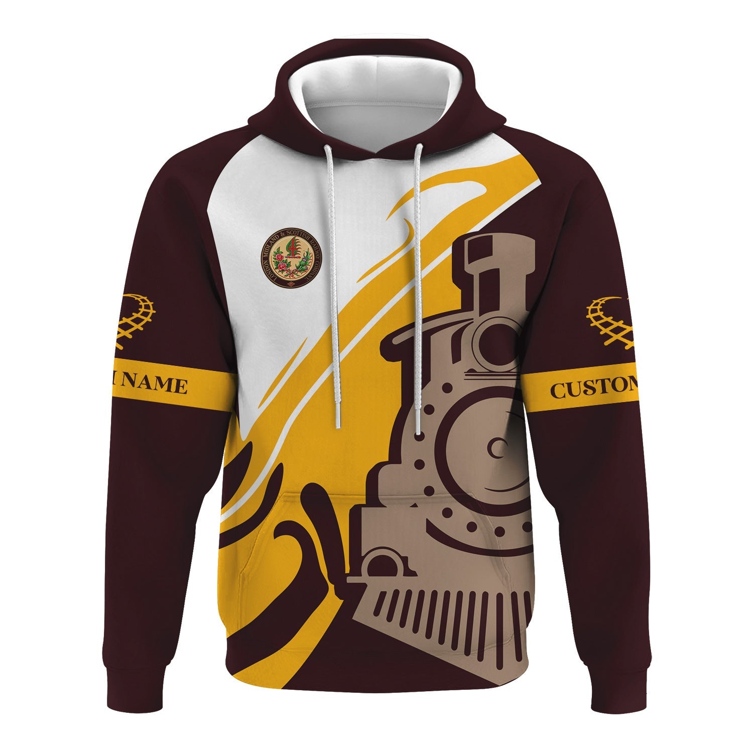 Railspirit Personalized London, Midland and Scottish Railway Hoodie Flame-Inspired Style Zip Up Hoodie Gift Idea For Train Lovers