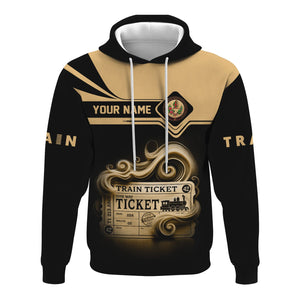 Railspirit Custom Name London, Midland and Scottish Railway Hoodie Train Ticket Printed Zip Hoodie