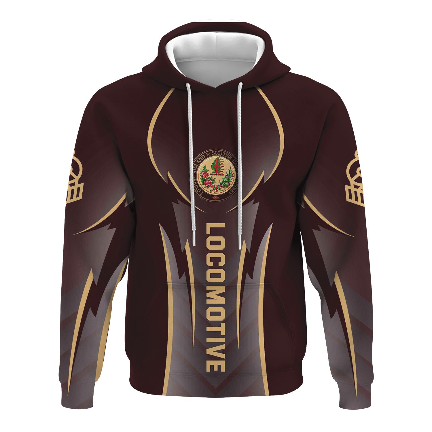 Railspirit Personalized London, Midland and Scottish Railway Hoodie Striking Line Style Train Zip Up Hoodie For Locomotive Lovers