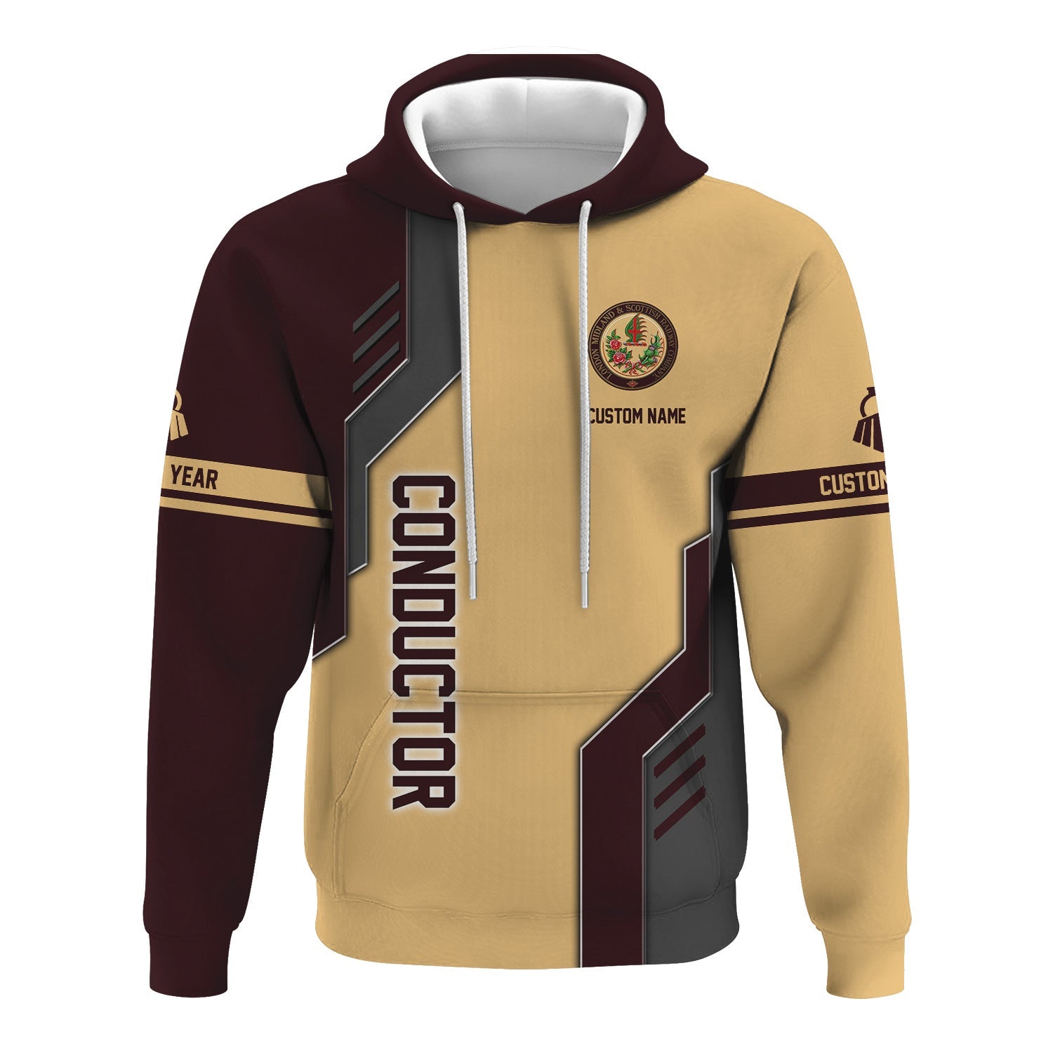 Railspirit Personalized London, Midland and Scottish Railway Hoodie Unique Railway Style with Custom Job Train Zip Up Hoodie