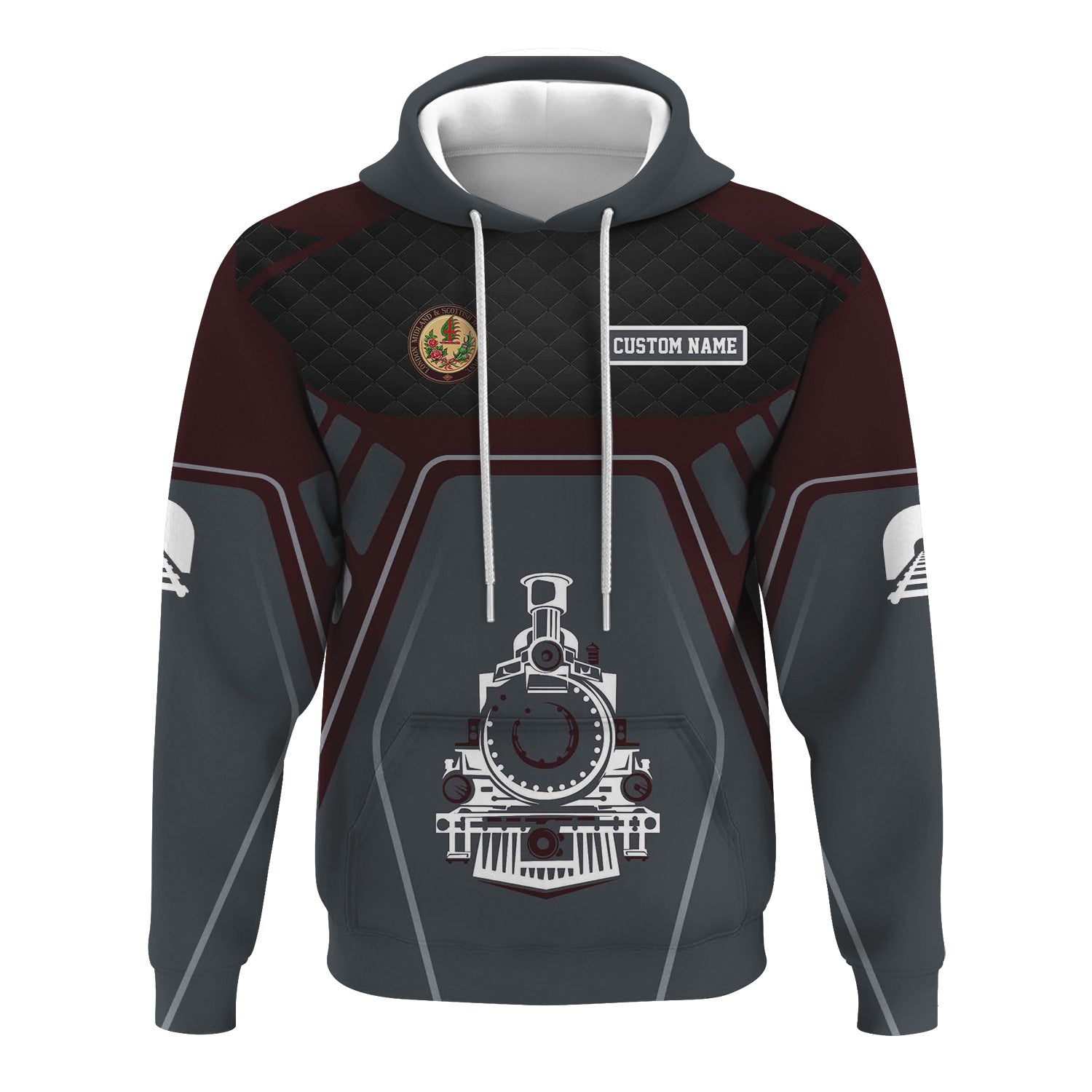 Railspirit Personalized London, Midland and Scottish Railway Hoodie Steam Locomotive Engine Graphic Train Zip Up Hoodie All Over Print