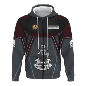 Railspirit Personalized London, Midland and Scottish Railway Hoodie Steam Locomotive Engine Graphic Train Zip Up Hoodie All Over Print