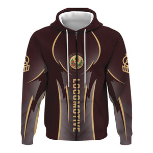Railspirit Personalized London, Midland and Scottish Railway Hoodie Striking Line Style Train Zip Up Hoodie For Locomotive Lovers