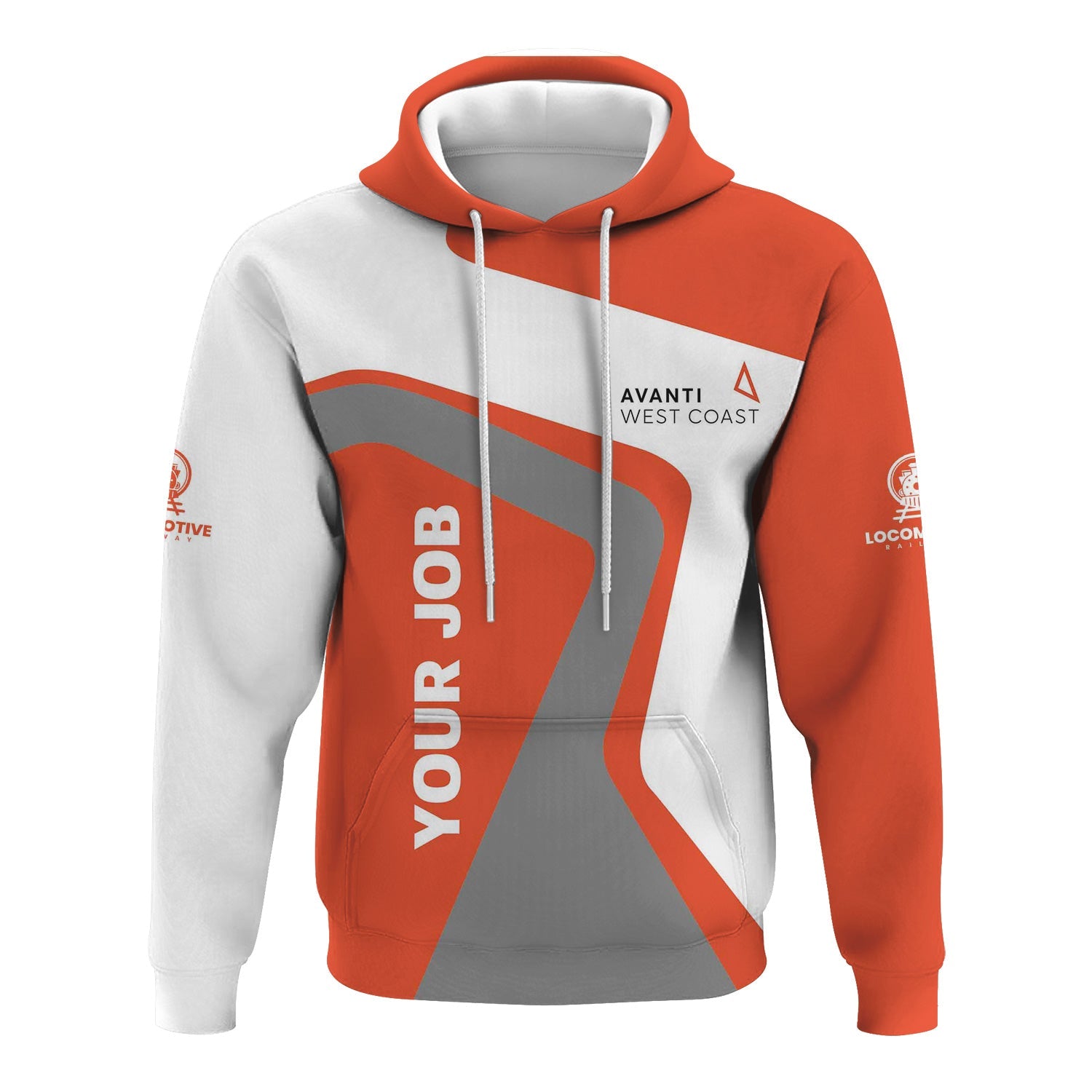 Railspirit Personalized Avanti West Coast Hoodie Unique Design with Custom Job Position Train Zip Up Hoodie