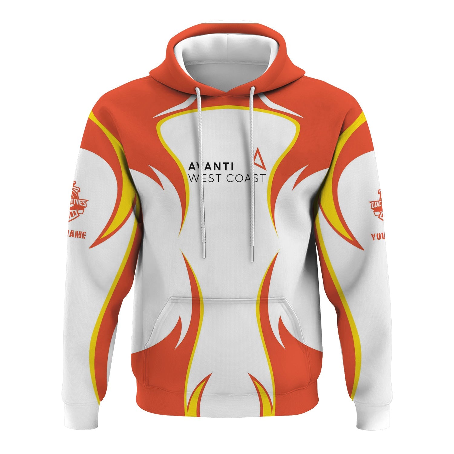 Railspirit Personalized Avanti West Coast Hoodie Distinctive Flame Style Zip Up Hoodie For Steam Engine Addict