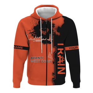 Railspirit Personalized Avanti West Coast Hoodie Engine Heartbeat and Track Love Style Zip Up Hoodie Gift Idea For Train Lovers