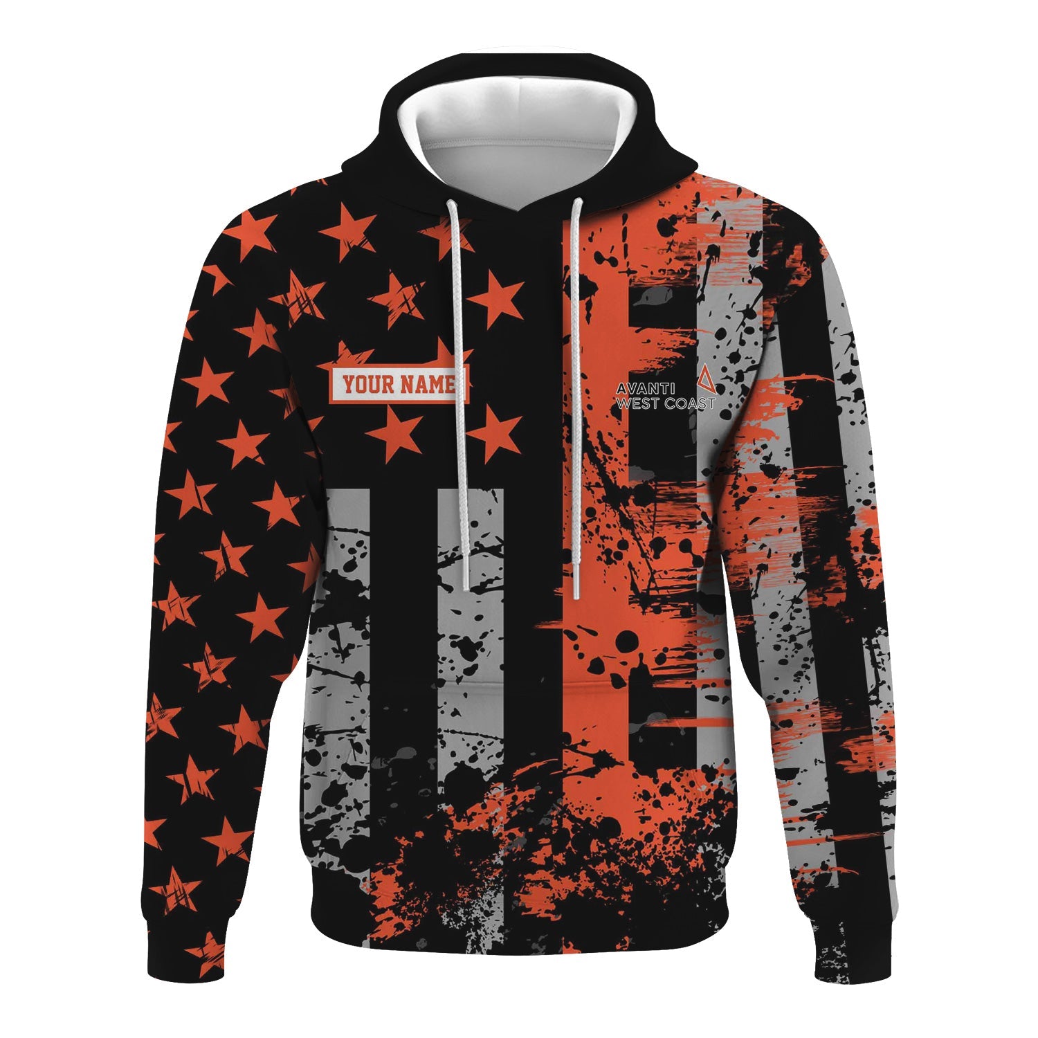 Railspirit Personalized Avanti West Coast Hoodie Artistic Paint American Flag Style Train Zip Up Hoodie